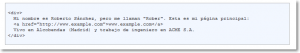 fragmento de codigo HTML5 sin microdatos incrustados.